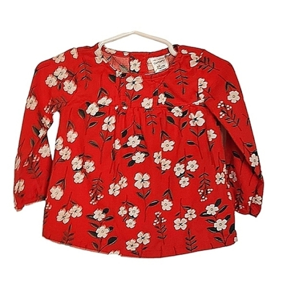 K1148 * Carter's Girls Floral Top Red Size 12M - Picture 1 of 6
